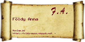 Földy Anna névjegykártya